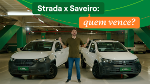 fiat strada e volkswagen saveiro brancas em estacionamento fechado