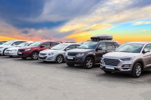 Cars For Sale Stock Lot Row. Car Dealer Inventory