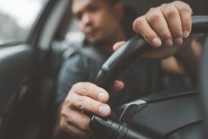 Motorista, sinalização, seta