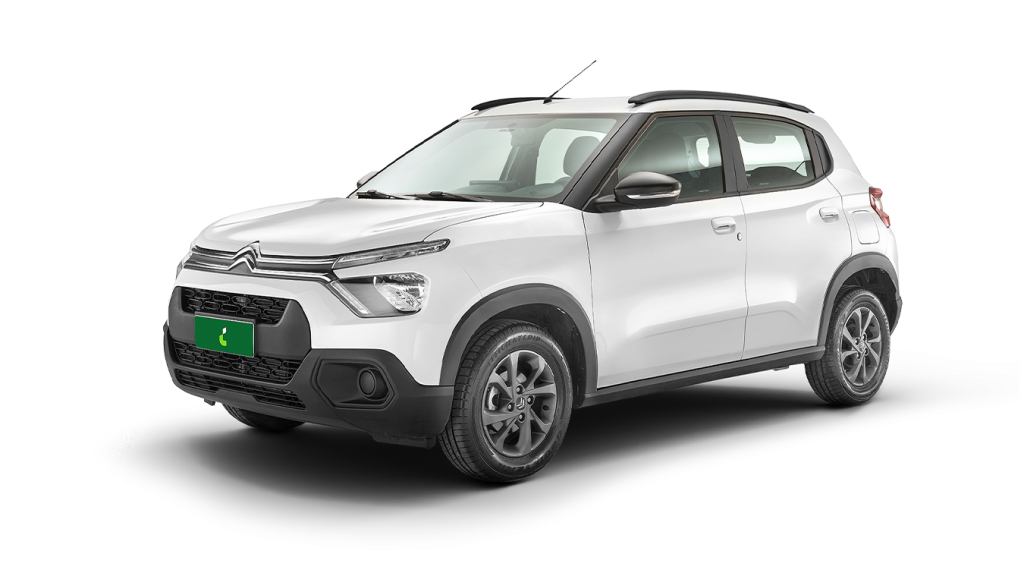 Modelo Citroën C3 branco, um dos modelos de carro com manutenção mais barata em 2024.