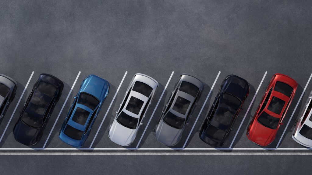 Aerial view ofcars at outdoors parking, directly above view