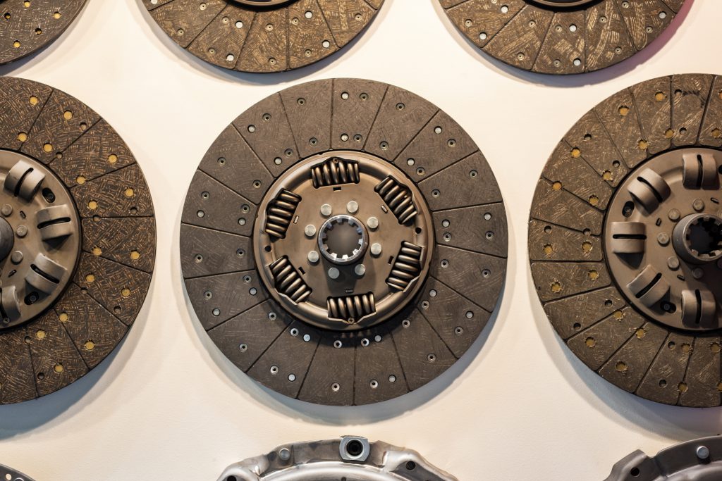 Clutch disc for a car engine. Close-up photo.