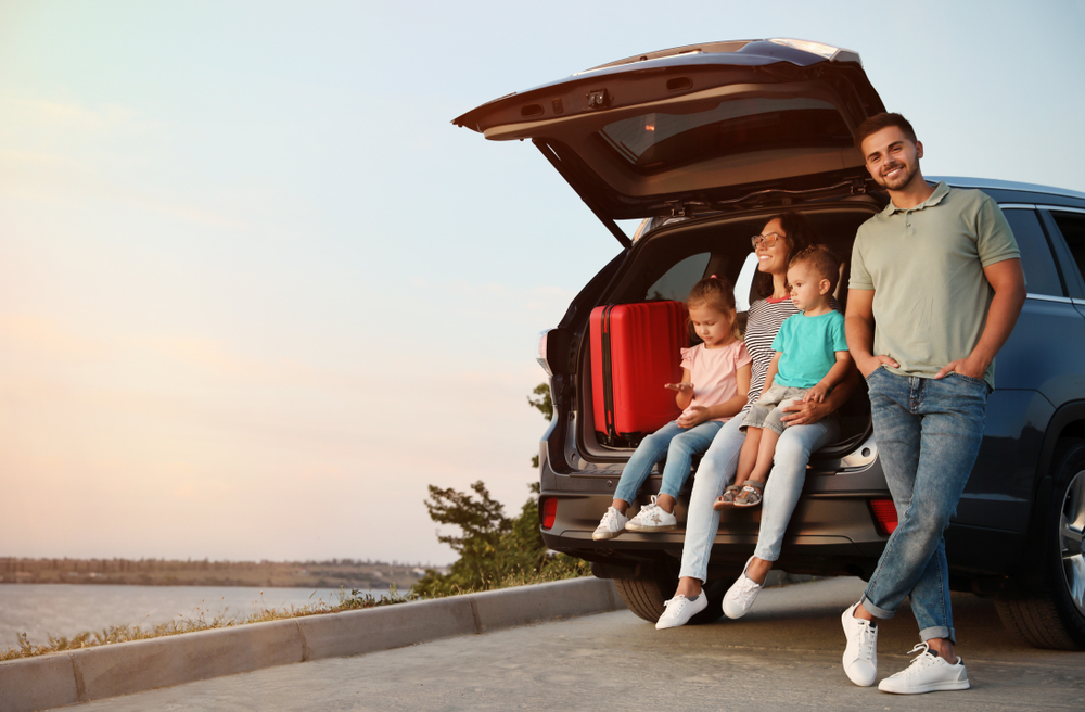 SUV, família, porta malas, viagem